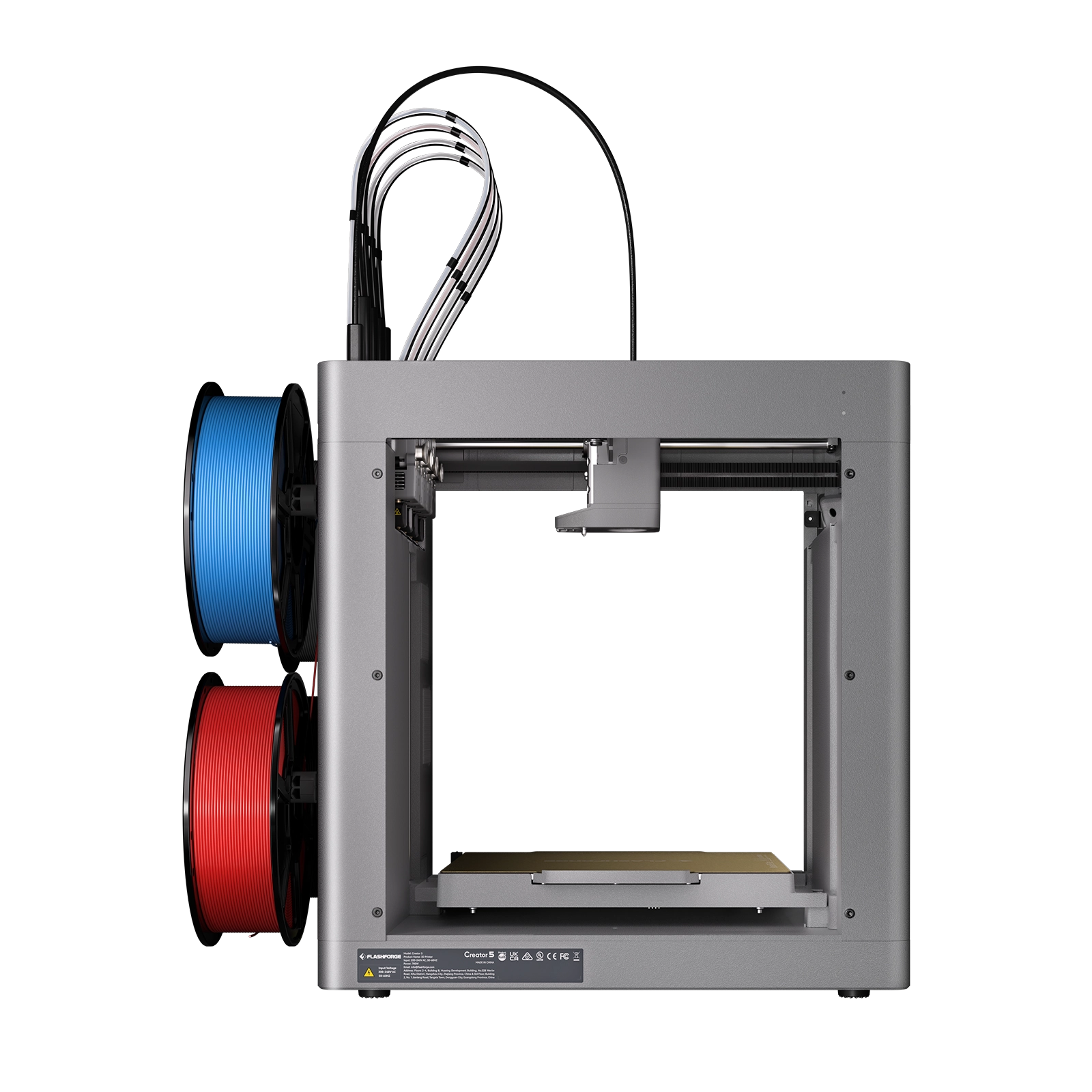 Flashforge Creator 5 4-Toolheads Multi-Color 3D Printer | 500% Faster, Zero Purge Waste